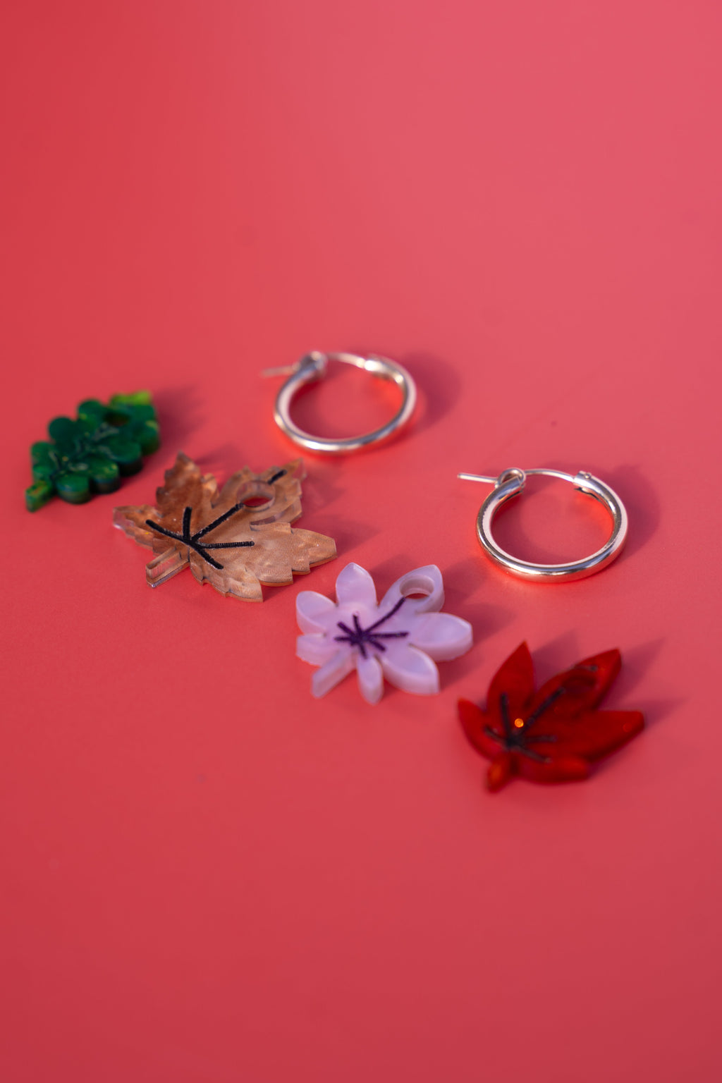 Autumnal Leaves Hoop Earrings - Set of 4