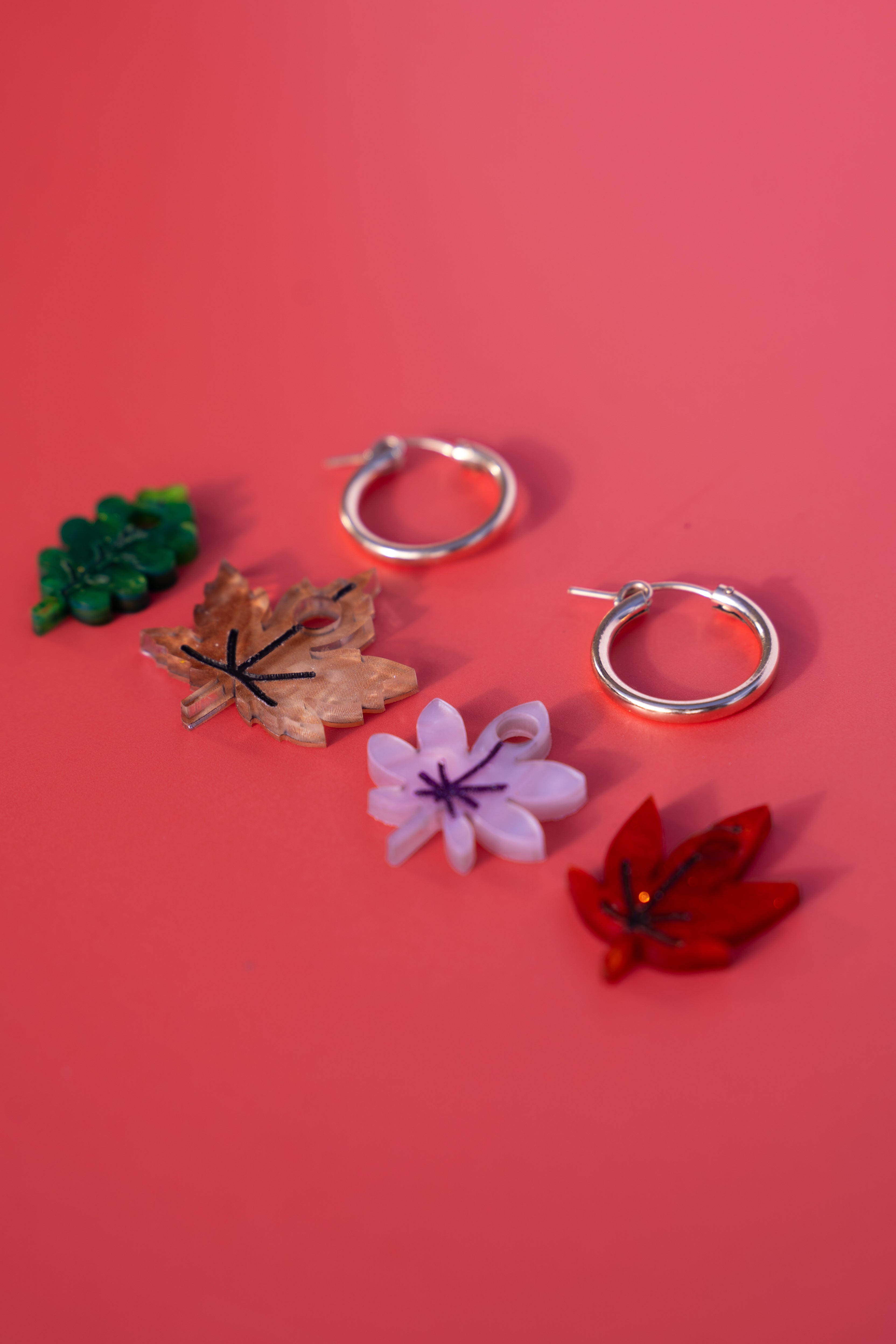 Autumnal Leaves Hoop Earrings - Set of 4