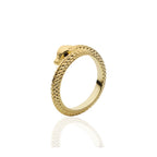 Medusa Gold Snake Ring : Black Spinel