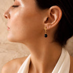 Medusa Small Gemstone Drop Earrings Black Onyx