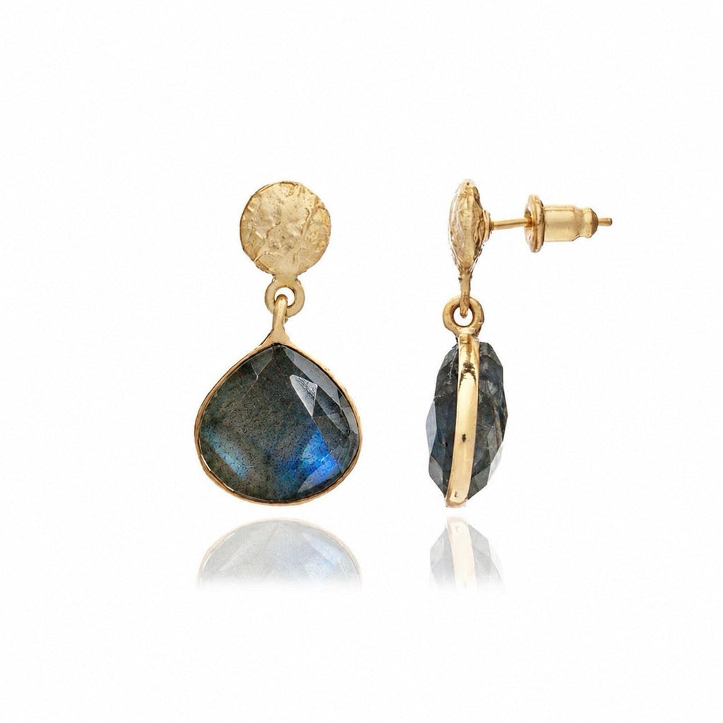 Eos Drop Gemstone Earrings: Labradorite