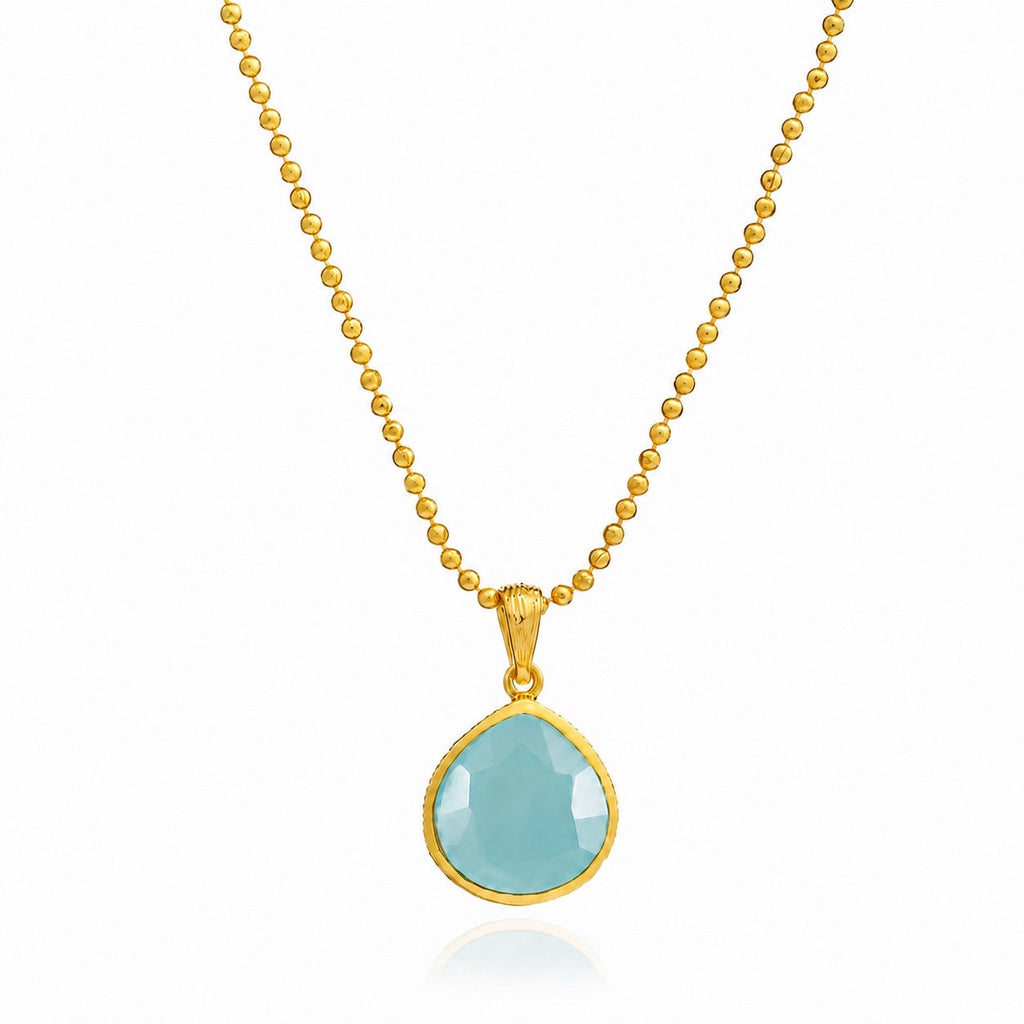 Eos Drop Gemstone Necklace: Aqua Chalcedony