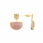 Athena Halfmoon Gemstone Earrings: Peach Moonstone