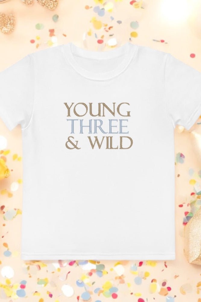 Young THREE & Wild 3rd Birthday T-Shirt Personalised