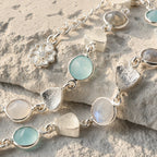 Silver Sara Mixed Gemstone Nugget Bracelet Pariba Onyx, Labradorite & Moonstone