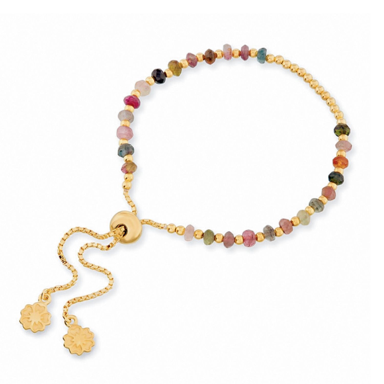 Athena Gem Beaded Adjustable Slider Bracelet Multi-tourmaline
