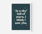 Sky Full of Stars (Coldplay inspired) A4 Lyric Print