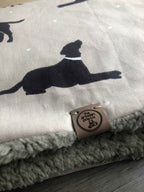 Walter Dog Blanket | Luxury Handmade Reversible Sherpa Fleece | Elegant Dog Print Pet Throw UK