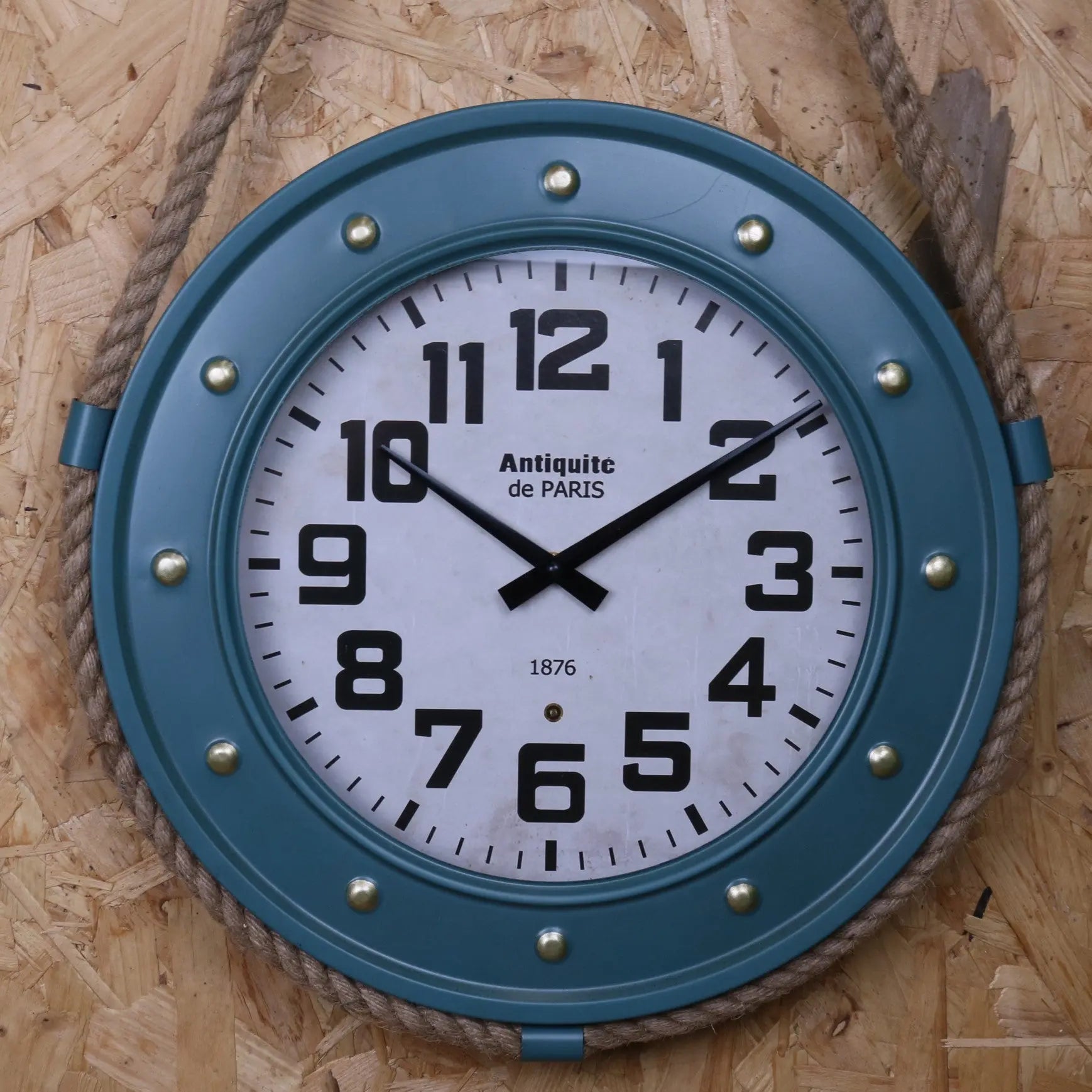 Nautical Wall Clock with Rope and Pulley