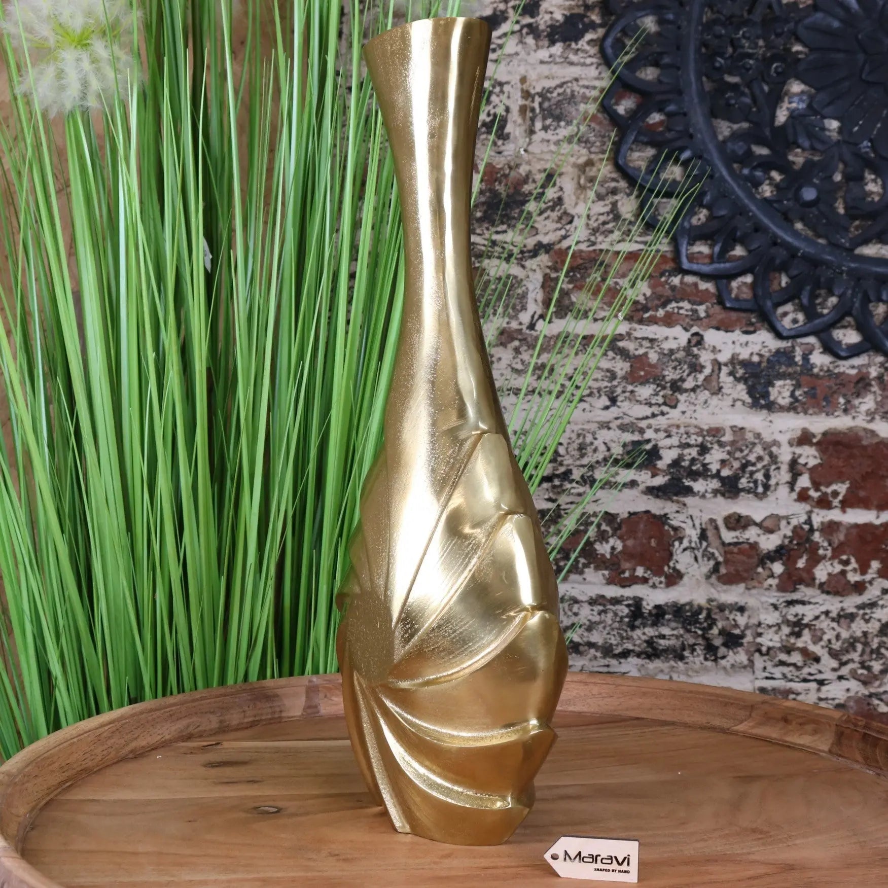 Bedi Metal Gold Vase Swirl Design 48cm