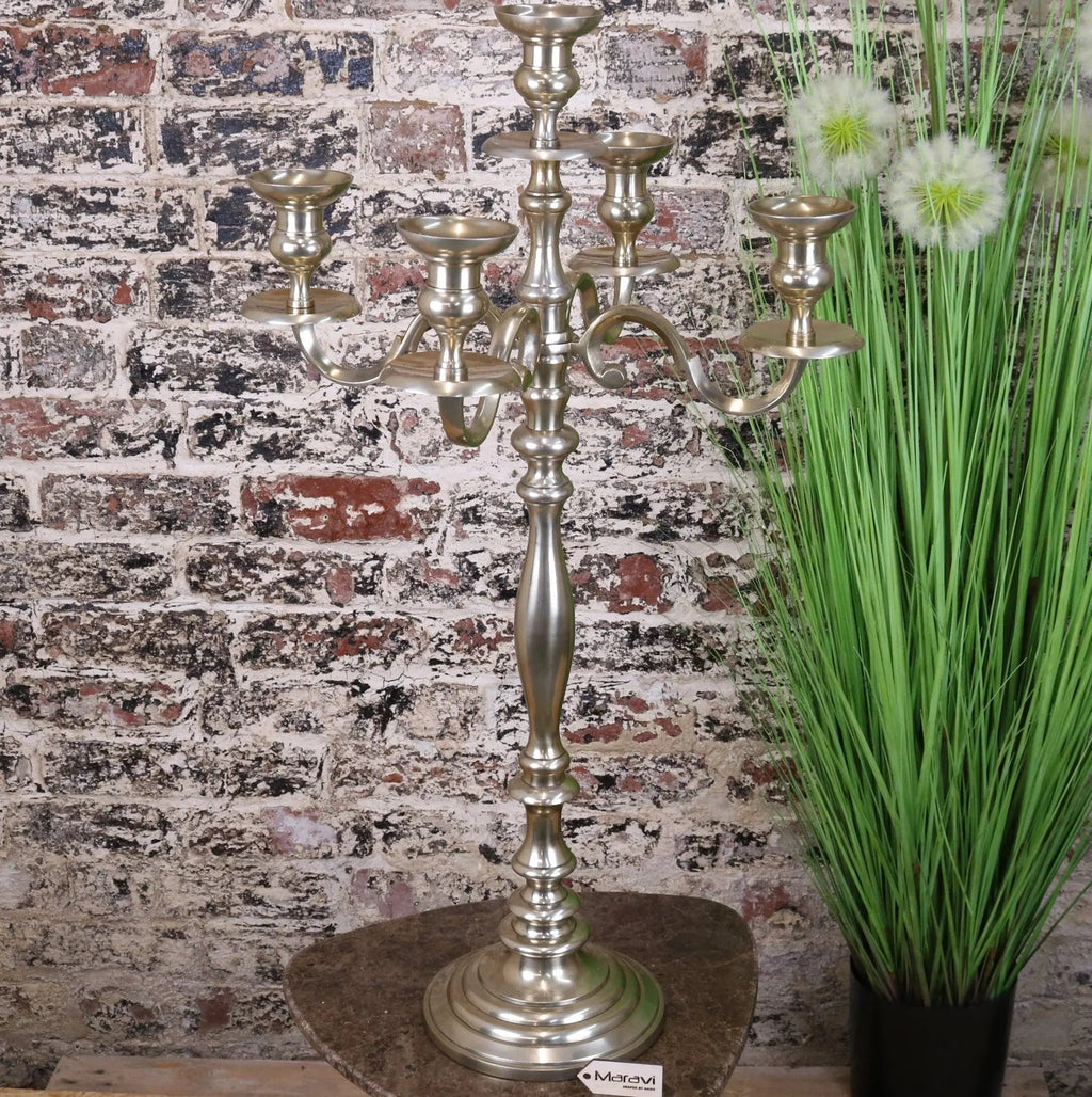 Zira Antiqued Gold 5 Candle Candelabra Centerpiece 84cm