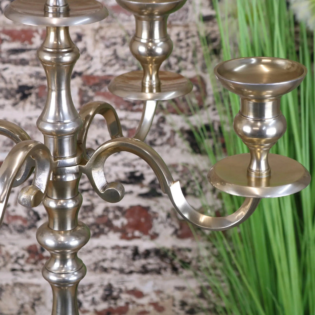 Zira Antiqued Gold 5 Candle Candelabra Centerpiece 84cm