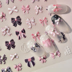 Hello Claws | Black Pink Bowknot Nail Deco Sticker