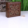 Lila Sheesham Wood Trinket Box Brass Inlay
