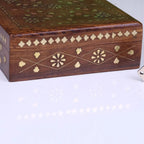 Lila Sheesham Wood Trinket Box Brass Inlay