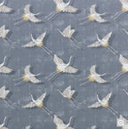 Flying Birds Slate Cotton Lampshade | Extra Tall Cylinder Ceiling Light Shade | Bespoke Handmade UK