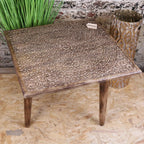 Ibra Large Side Table Burnt Mango Wood Hand Carved