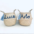 Blue Personalised tassel name basket - Extra Large