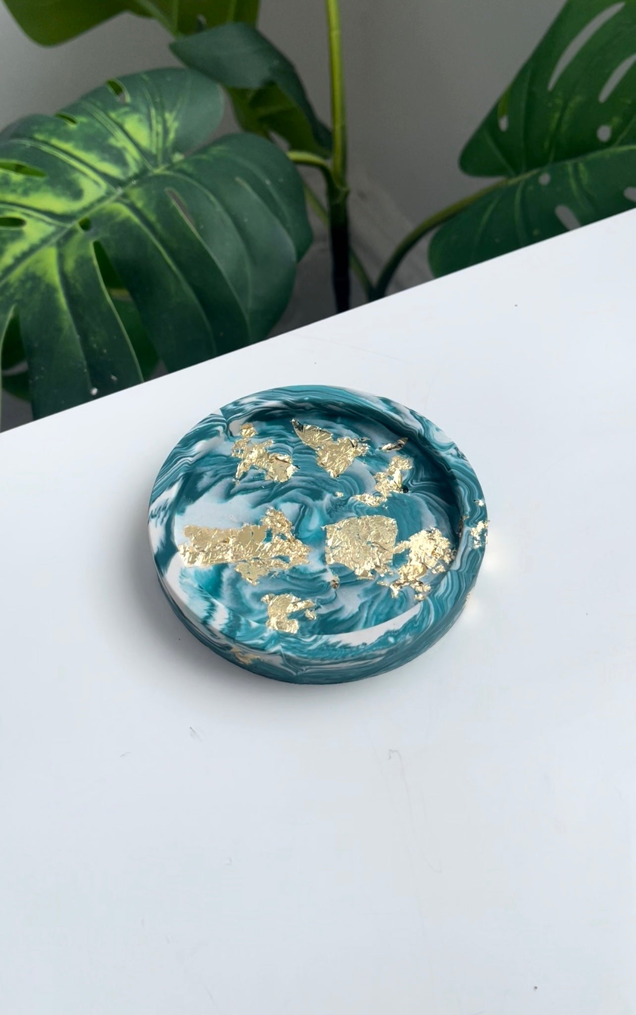 Trinket Dish - Teal Marble