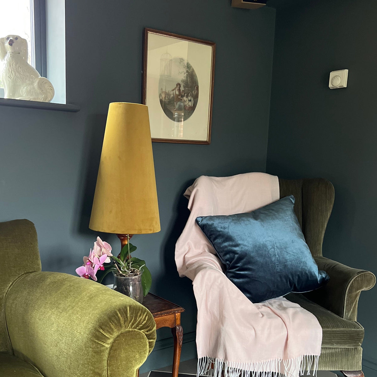 Mustard Velvet Lampshade | Extra Tall Cone Light Shade | Bespoke Handmade UK