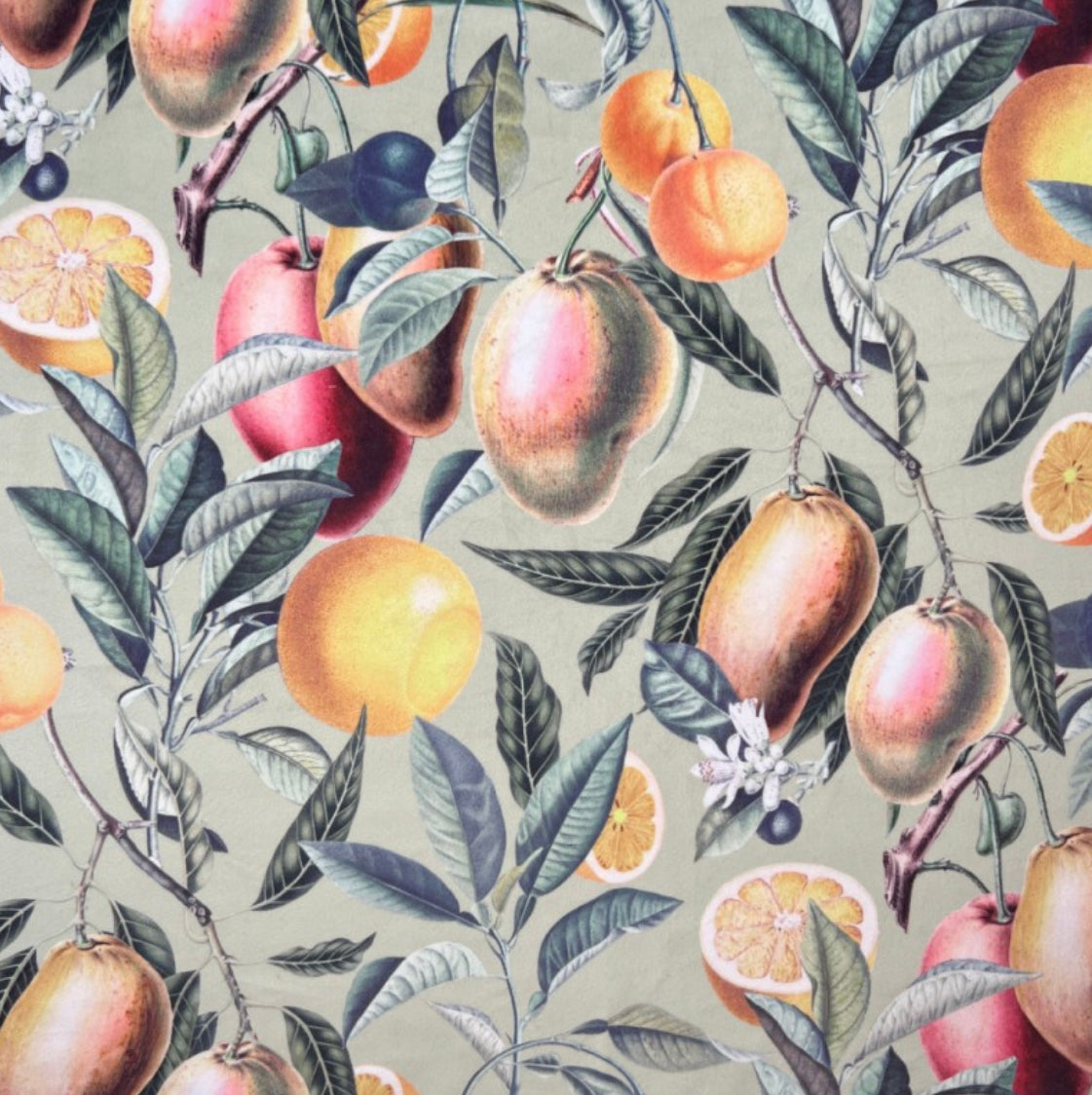 Summer fruit Velvet cylinder lampshade, extra tall lampshade
