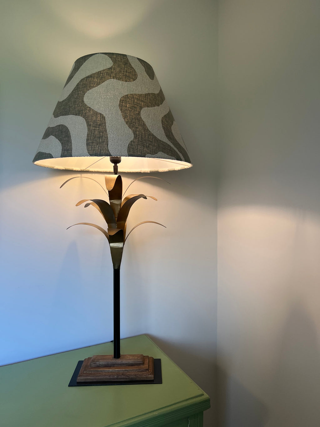 Green Wiggle Textured Steep Empire Lampshade | Handmade Ceiling Light Shade | UK