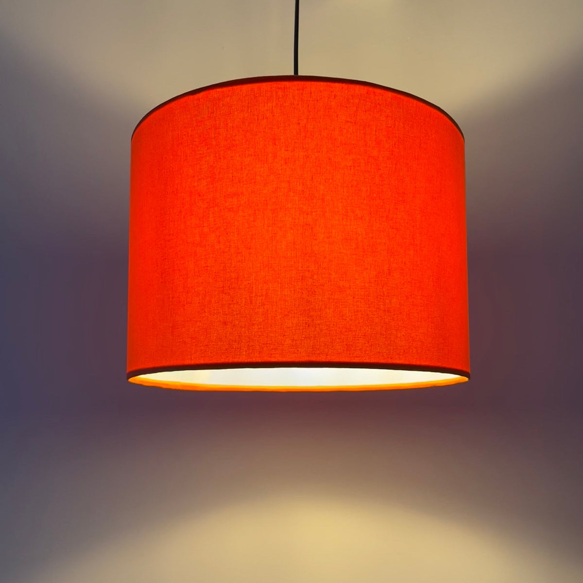 Orange Cotton Drum Lampshade | Handmade Ceiling Light Shade | Bespoke UK