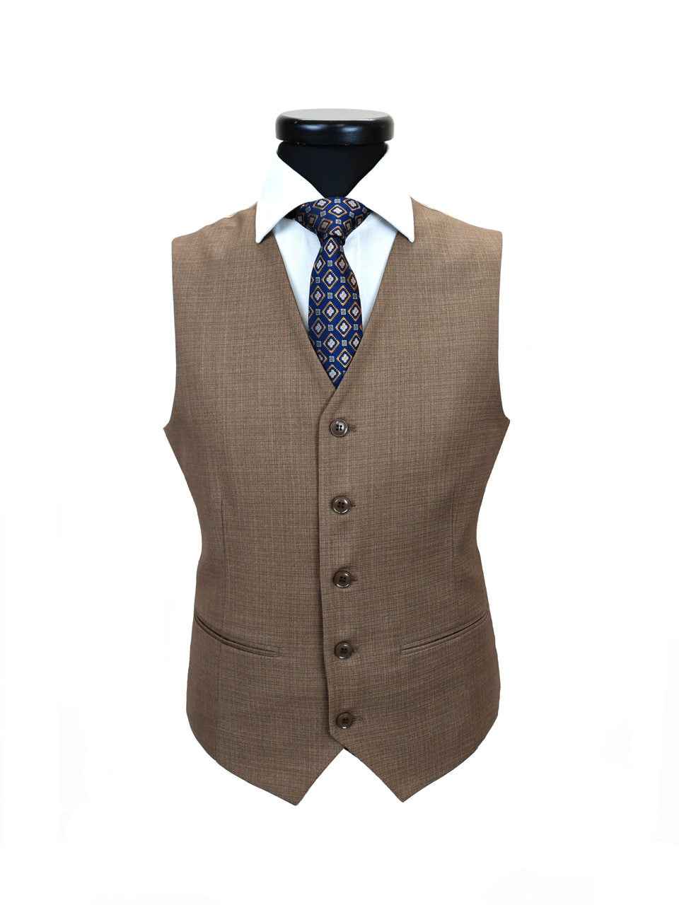 Men’s Slim Fit 3-Piece Wool-Blend Suit – Light Brown