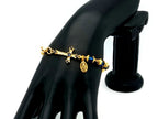 Miraculous medal blue Preciosa crystal single decade rosary bead bracelet with 18ct gold cubic zirconia cross.