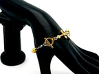 Holy Spirit 18K gold plated stainless steel single decade rosary bead bracelet with 18K cubic zirconia cross.