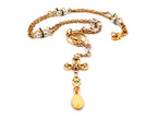 Praying Virgin Mary 925 sterling silver and 18K gold plated stainless steel necklace with small cubic zirconia cross.
