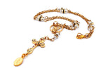 Praying Virgin Mary 925 sterling silver and 18K gold plated stainless steel necklace with small cubic zirconia cross.