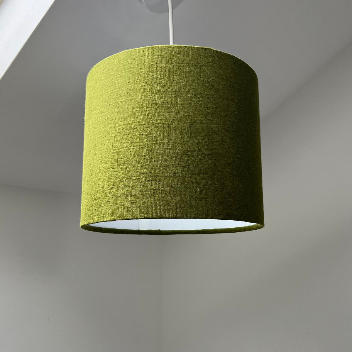 Olive Linen Drum Lampshade | Handmade Ceiling Light Shade | Bespoke UK