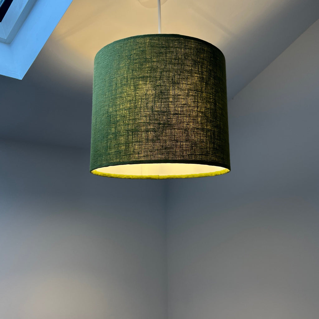 Olive Linen Drum Lampshade | Handmade Ceiling Light Shade | Bespoke UK
