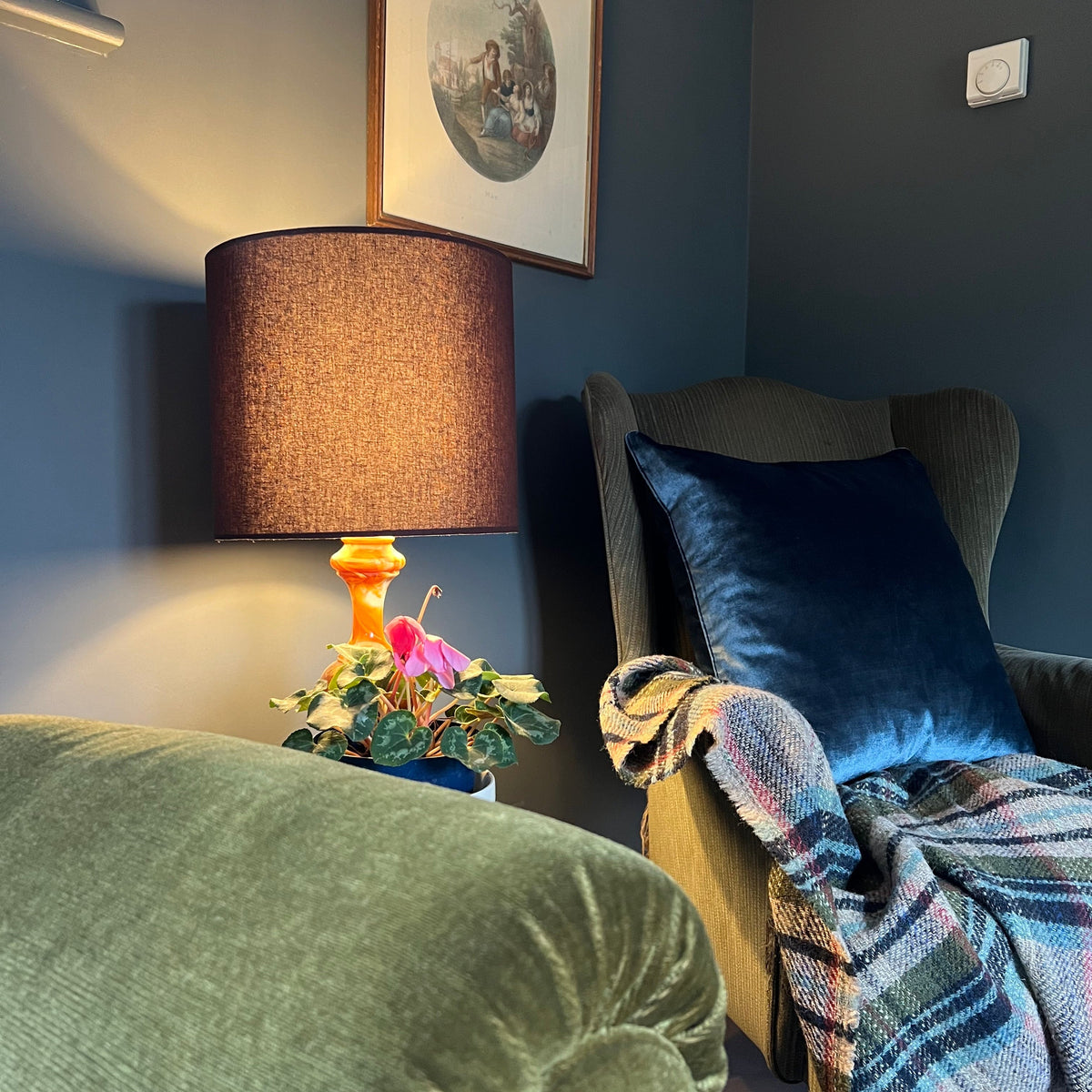 Brown Cotton Drum Lampshade | Handmade Ceiling Light Shade | Bespoke UK