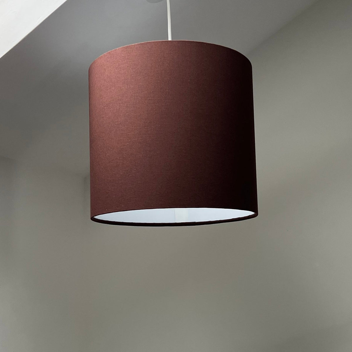Brown Cotton Drum Lampshade | Handmade Ceiling Light Shade | Bespoke UK