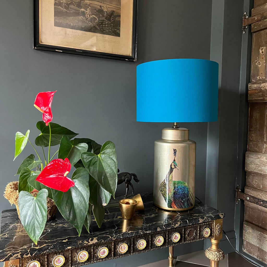 Teal Cotton Drum Lampshade | Handmade Ceiling Light Shade | Bespoke UK