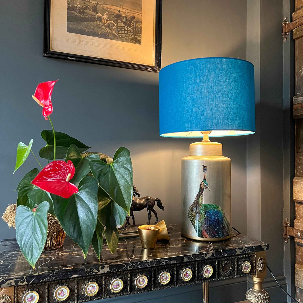 Teal Cotton Drum Lampshade | Handmade Ceiling Light Shade | Bespoke UK
