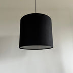Black velvet drum lampshade/ ceiling shade with a white lining