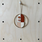 Warm Tones Small Geometric Wall Hanging - Mini Mid-Century Wall Art - Little Wooden Decoration - Contemporary Wall Decor