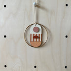 Warm Tones Small Geometric Wall Hanging - Mini Mid-Century Wall Art - Little Wooden Decoration - Contemporary Wall Decor