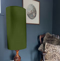 Olive Cotton Lampshade | Extra Tall Cylinder Ceiling Light Shade | Bespoke Handmade UK