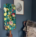 Fruit garden Velvet cylinder lampshade, in teal, extra tall lampshade