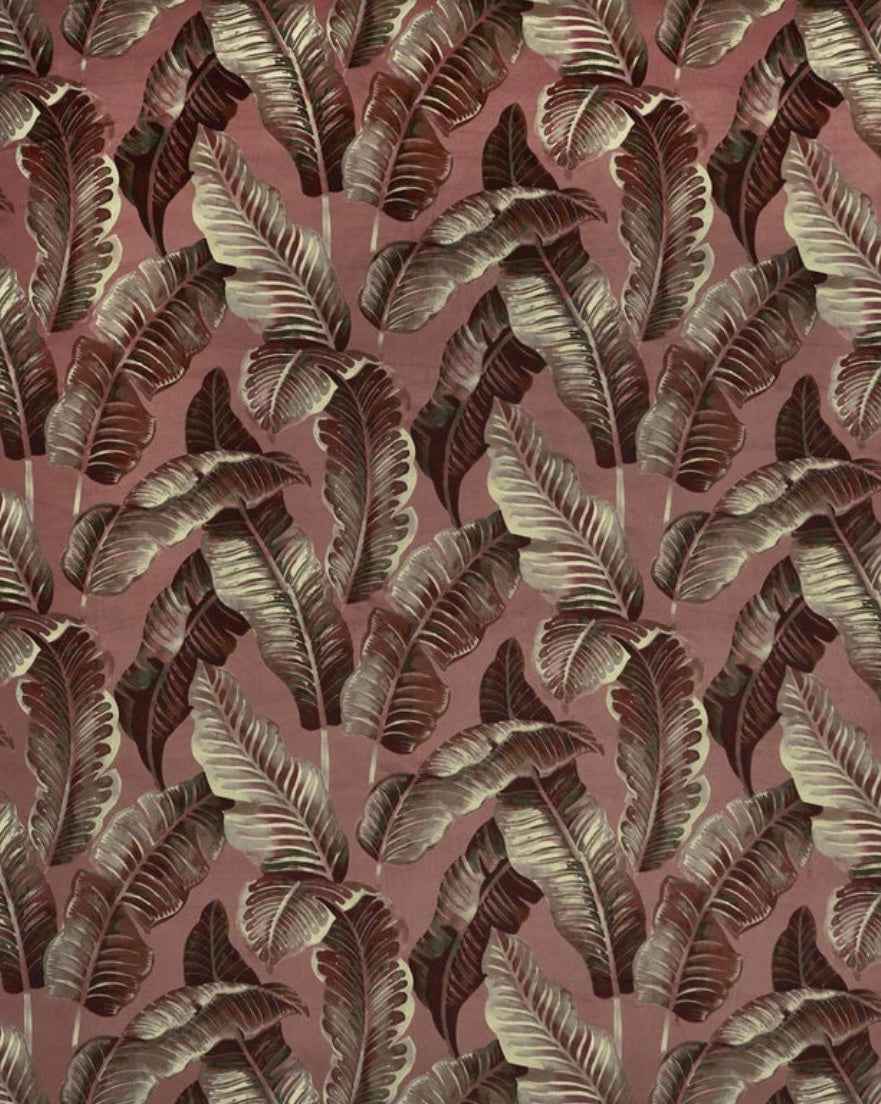 Pink Leaves Velvet cylinder lampshade, extra tall lampshade