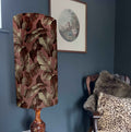 Pink Leaves Velvet cylinder lampshade, extra tall lampshade