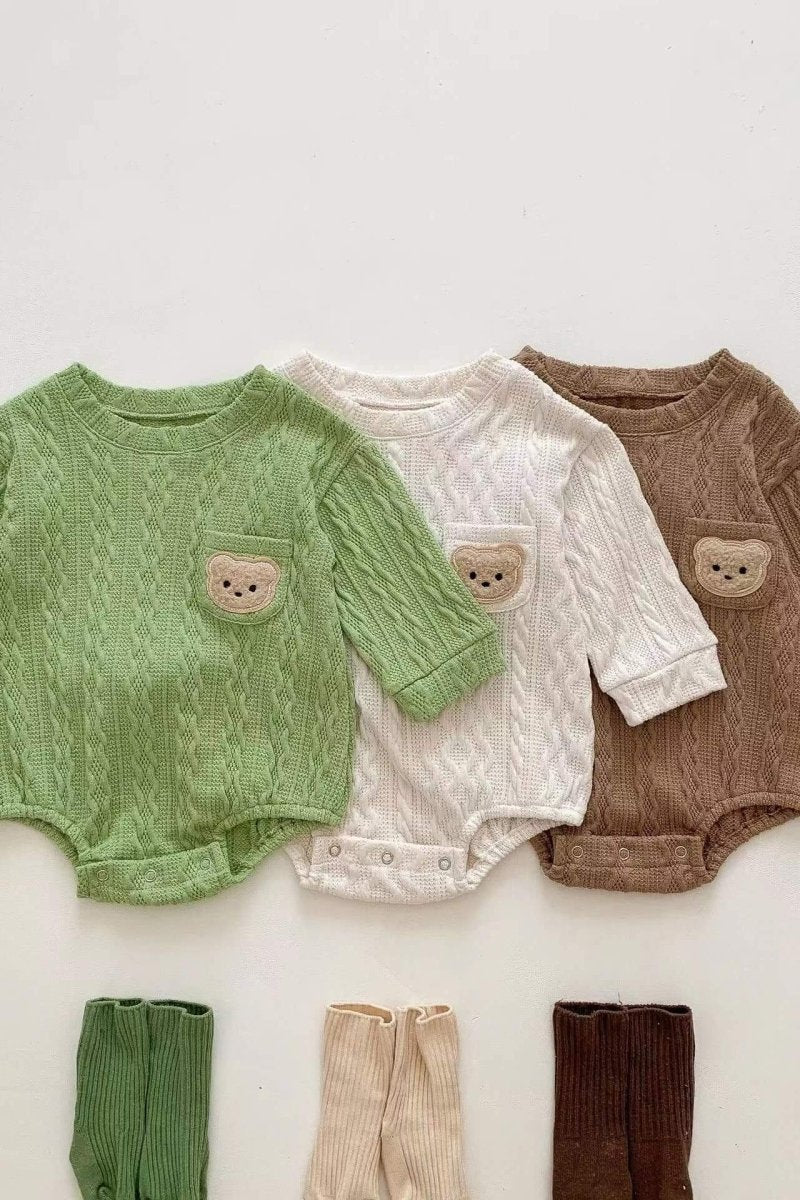 Autumn Bear Bodysuit, Green, White or Brown