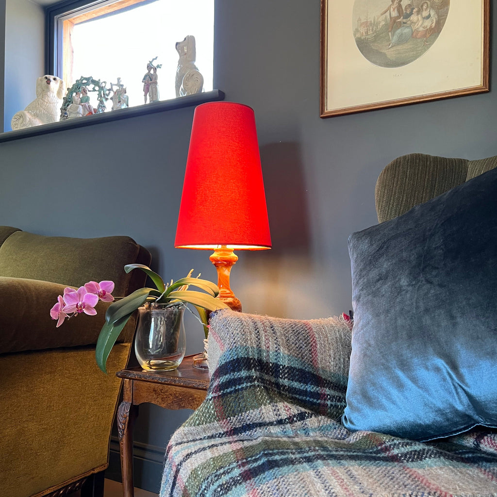 Burnt Orange Cotton Lampshade | Extra Tall Cone Light Shade | Bespoke Handmade UK