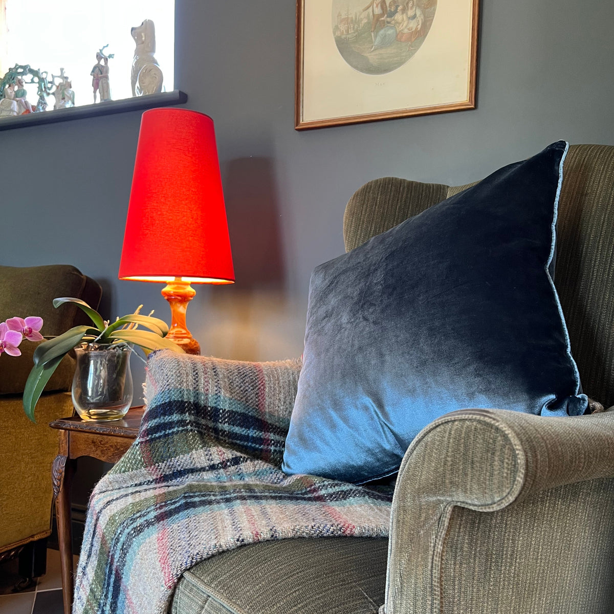 Burnt Orange Cotton Lampshade | Extra Tall Cone Light Shade | Bespoke Handmade UK