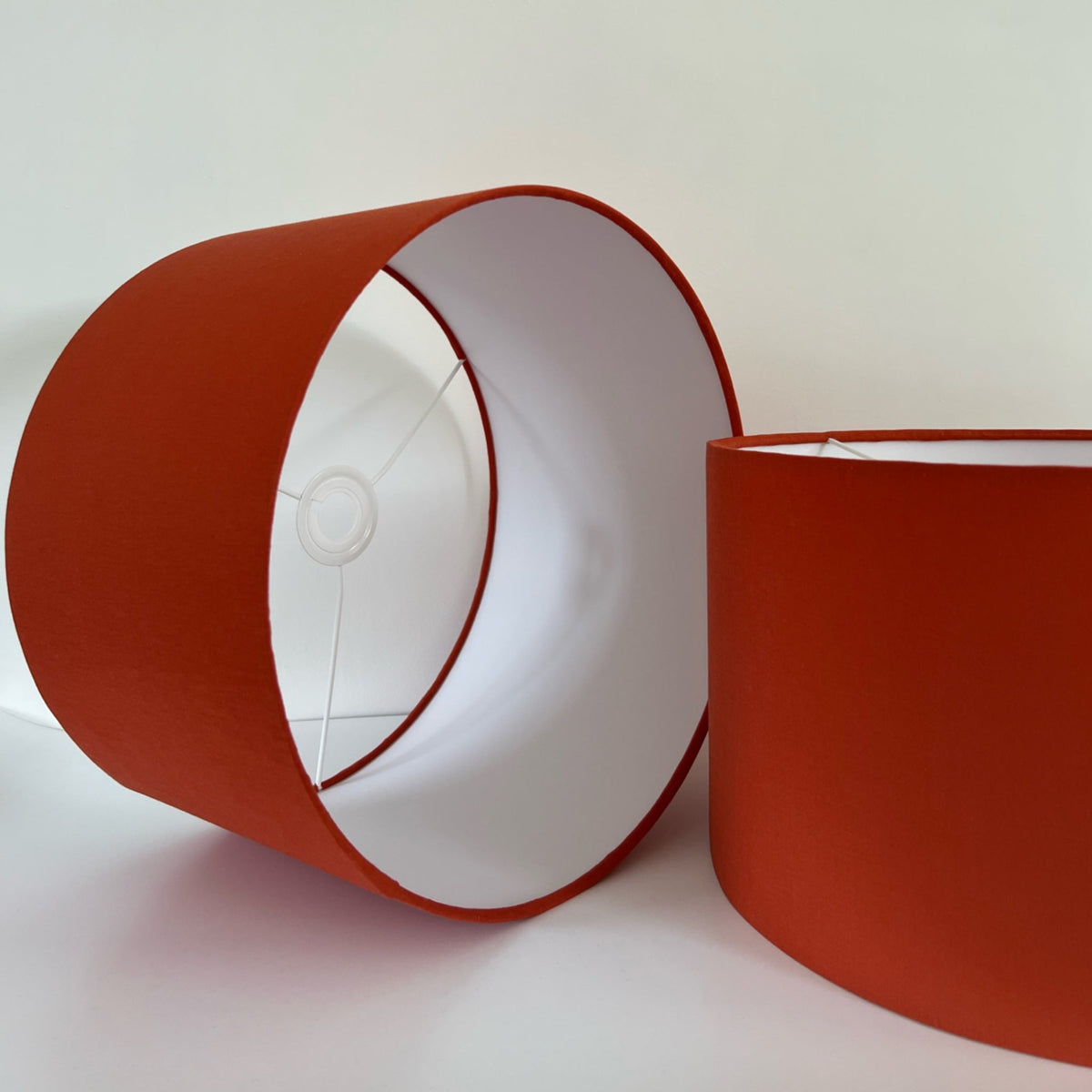 Burnt Orange Cotton Drum Lampshade | Handmade Ceiling Light Shade | Bespoke UK