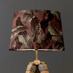 Pink Leaves Velvet Lampshade | French Drum Ceiling Light Shade | Bespoke Handmade Empire Lampshade